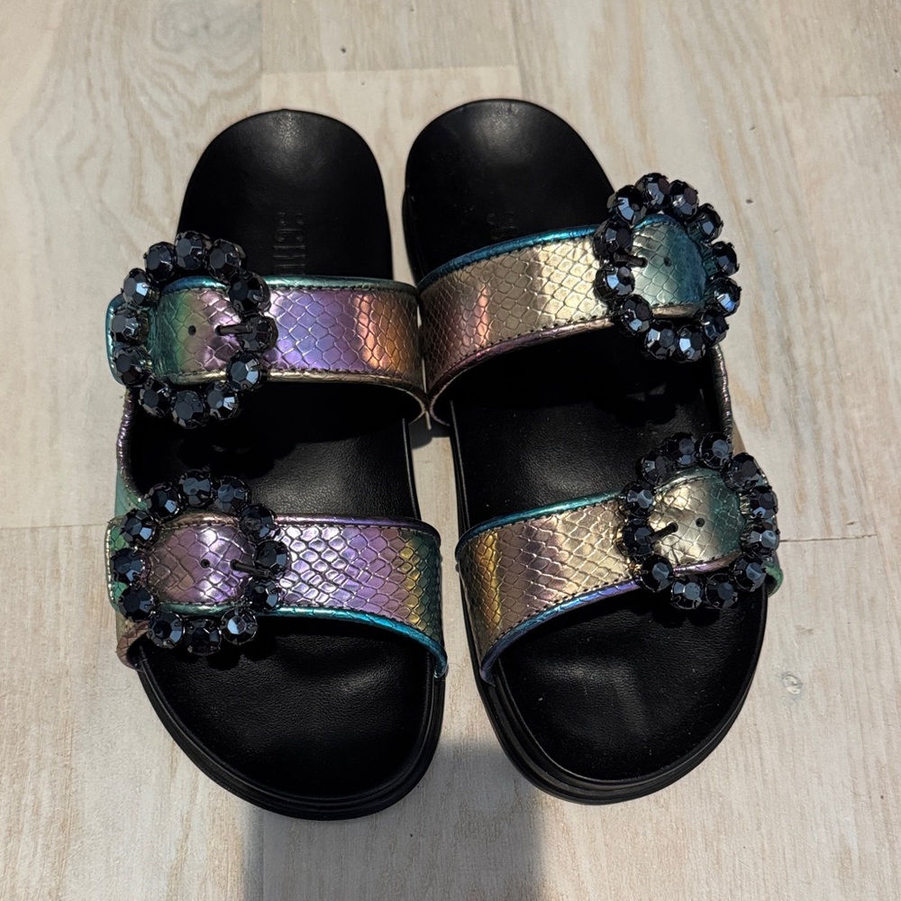 SCHUTZ Iridescent Black Sandals